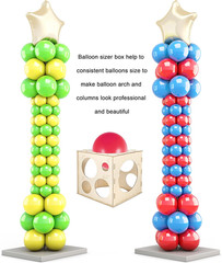 12 Holes Wood Balloon Sizer Cube Box with 200 PCS Balloon Glue Points, Collapsib