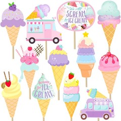 26Pcs Ice Cream Centerpiece Sticks, Table Decorations, Summer, Birthday, Shower