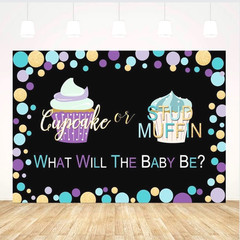 GENDER REVEAL Banner – Cupcake or Stud Muffin Backdrop Baby Shower