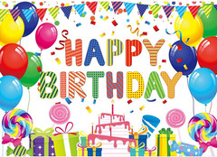 7X5 FT Happy Birthday Backdrop for Wall Colorful Birthday Party Decorations