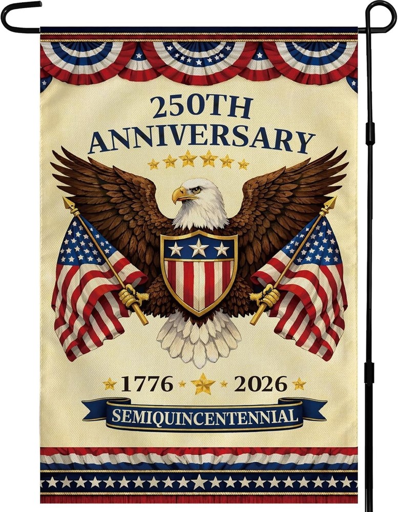 Celebrate 250 of Freedom – Double-Sided 4th of July Garden Flag, 18×12 in.