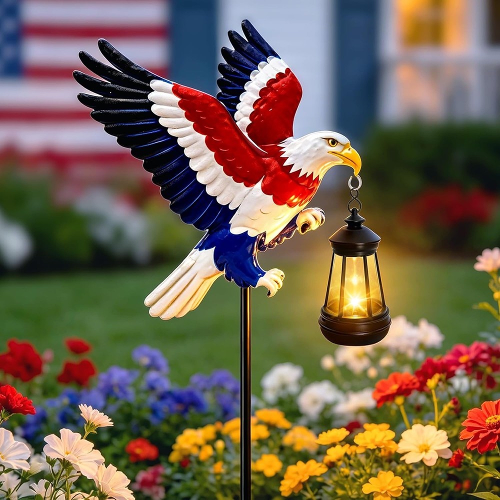 Warm White LED Bald Eagle Solar Light – Enchanting Outdoor Decoration