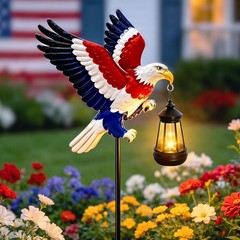 Warm White LED Bald Eagle Solar Light – Enchanting Outdoor Decoration