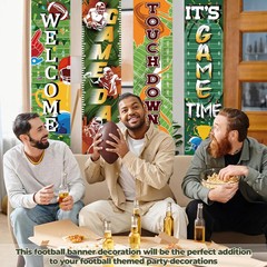 4 Pack Football Field Backdrop Banner Decorations with Welcome 47.24″ x