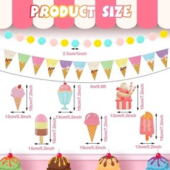 Ice Cream Decorations Bar Banner Party Supplies Sign for Birthday Decor Shower