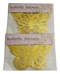 Lot of 2 12 pc 3D Butterfly Decorative Cutout Gold Multiple Sizes 2”-4″ Stick On