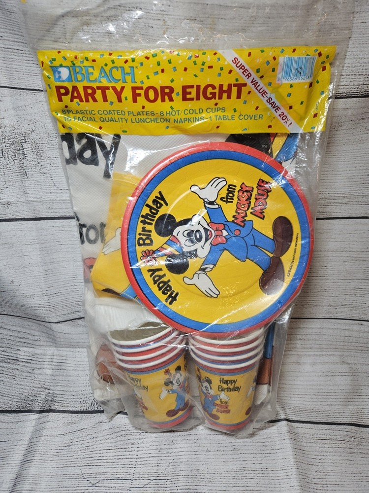 Disney Mickey Mouse BIRTHDAY Party Décor Set for 8 – Vintage – NEW Old STOCK