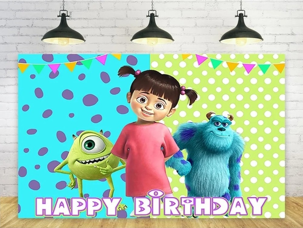 Monsters Inc University Birthday Party Backdrop Banner 5×3.ft