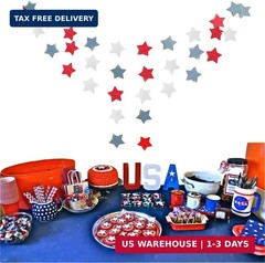 6 Pack Patriotic Star Streamers Garland Red White Blue Bunting Banner Paper Hang