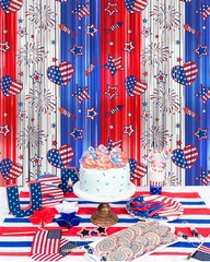2 PCS 4th Of July Decorations Foil Fringe Curtain Red White Blue Streamer