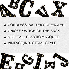 Light Up Black Alphabet Marquee Letters Sign LED Marquee Number Style Letter T