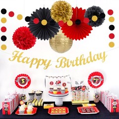 Red-Black Gold Casino-Theme Birthday Party-Decorations – 21pcs Happy Banner,G…