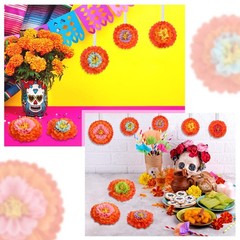 24 Pcs Cinco De Mayo Party Decorations Mexican Flowers Tissue Pom Fiesta Flow…