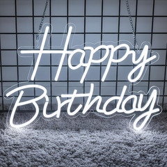Happy Birthday Neon Sign for Backdrop, LED Happy Birthday Light up Sign, USB