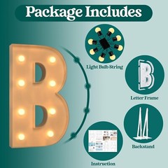 3ft. Tall Big Light Up Letter B, LED Marquee Sign for Party