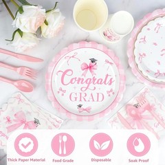 2026 Graduation Decorations – 214 Pcs Pink Bow Congrats Grad Party Decoration…