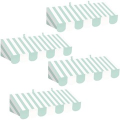 4 Pcs 3D Circus Awning Wall Decoration Farmers Market Bright Green and White