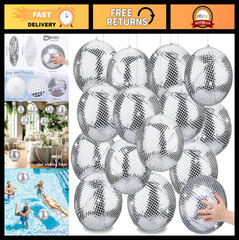 Inflatable Disco Ball Decor – 4 Set Large Beach Ball Hanging Mirror Party Suppli