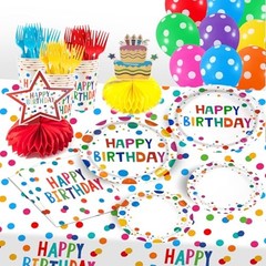Colorful Dots Party Decorations,155pcs Happy Birthday Themed Party Decorations