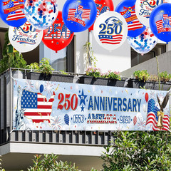 250th Anniversary American Banner 4th of July Decorations 2026, Long Fabric F…