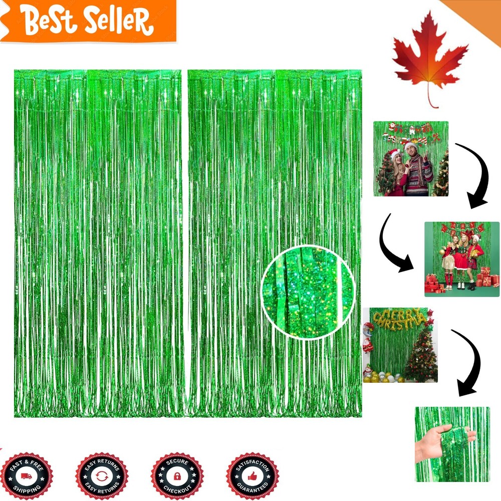 Sparkling Metallic Fringe Party Curtains – Easy Installation – Multi-Purpose