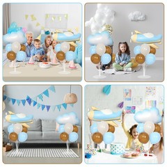 Airplane Baby Shower Party Decorations Balloons Stand Kit 2 Sets with 2 Airpl…