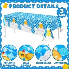 3 Pcs Plastic Yellow Duck Tablecloth Disposable Cute Bubble Rubber Blue Duck