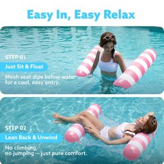 4 Packs Strip Type Hammock Pool Floats Adults, 4-in-1 Multi-Purpose Inflatabl…