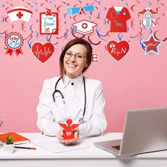 40Pcs Nurse Party Decoration Nurse Graduation Hanging Swirls Spiral Streamer Bl