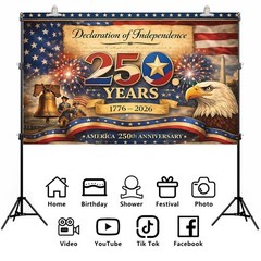 America 250 Anniversary Photo Backdrop Patriotic Banner 4th of July Colorful
