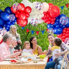 60 Pcs 12 Inch Red White Blue Balloons Patriotic 4th of July Party Decor