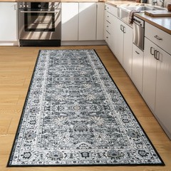 Runner Rug for Kitchen Hallway 2×6 Washable 2′ x 6′ (Runner), Grey