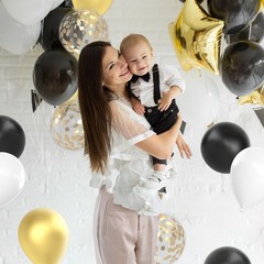 Black Gold Balloons – 12 Inch Metallic Gold Black White Confetti Balloons New…