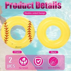 2Pcs Large Inflatable Pool Float for Adults Baseball Soccer Sports Swim Rings…