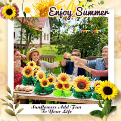 8 Pieces Sunflower Party Honeycomb Centerpieces Table Decorations Sunflower Supp