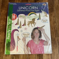 Unicorn Sparkle Glittered Deluxe Reversible 32 Piece Photo Booth Props Set
