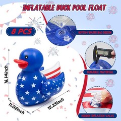 Hungdao 8 Pack Patriotic Inflatable Decoration Duck Pool Floats 16 Inch Large…