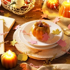 400 PCS Pink Gold Pumpkin Maple Leaf Confetti Fall Thanksgiving Table Decor