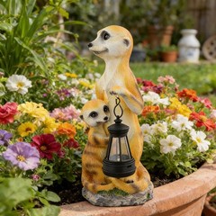 Decorative Resin Outdoor Solar Courtyard Lamp Garden Light 11 by 11 by 25 cm