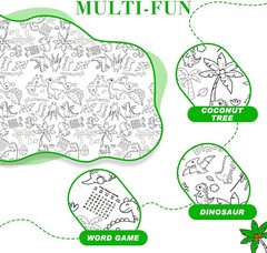 Dinosaur Themed Coloring Tablecloth for Kids Large Size Drawing Paper Coloring