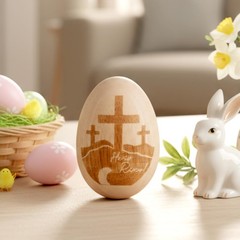 Easter He is Risen Gift, Wooden Easter Egg Religious He is Risen Egg with Cro…