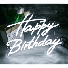 Happy Birthday Neon Signs, LED USB Neon Light for Party Wall Decor 40x32cm
