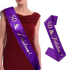 Purple 50th Birthday Decorations – 2 Piece Set, Sash & Tiara Set