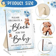75 Pcs Baby Shower Games Sign Kit Including Decorate a Block Game Sign 50 DIY Bl