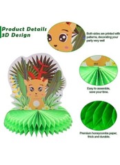 7 PCS Baby Jungle Animals Honeycomb Centerpieces, Jungle Theme Party Honeycomb