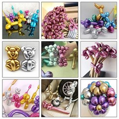 100pcs 260 Long Balloons Kit with Pump, Shiny Metallic Latex Twisting Balloon…