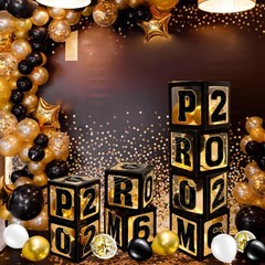 Graduation Prom Party Decorations Class of 2026, 8 Pcs Black and Gold Balloon…