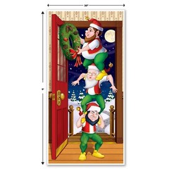 Funny Santa Elf Totem CHRISTMAS ELVES DOOR COVER POSTER Holiday Mural Decoration