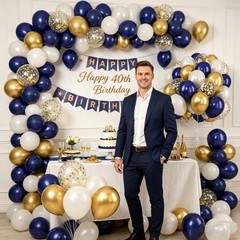 Navy Blue Gold Graduation Party Balloons 50pc Set Arch Garland Kit Decor