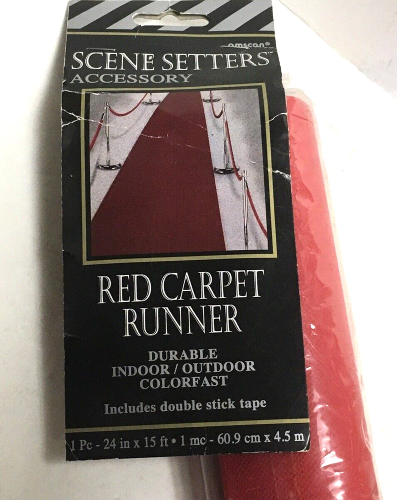 Red Polyester Carpet Runner durable in & outdoor include DBL stick tape 24″x15ft